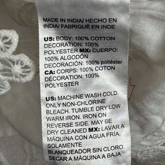 Chicos Embroidered Lace Top Women 3 US XL White Boho Bell Sleeve Coquette Blouse - Picture 9 of 9